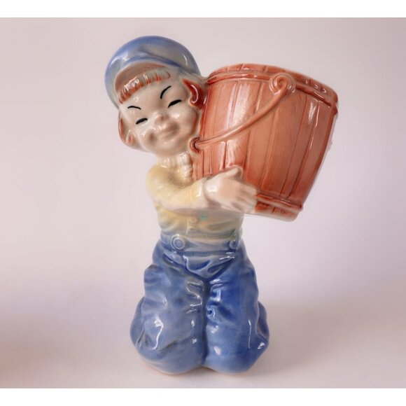 Pair of Royal Copley Girl and Boy with Barrel Vintage Planters Planter - Picture 3 of 7